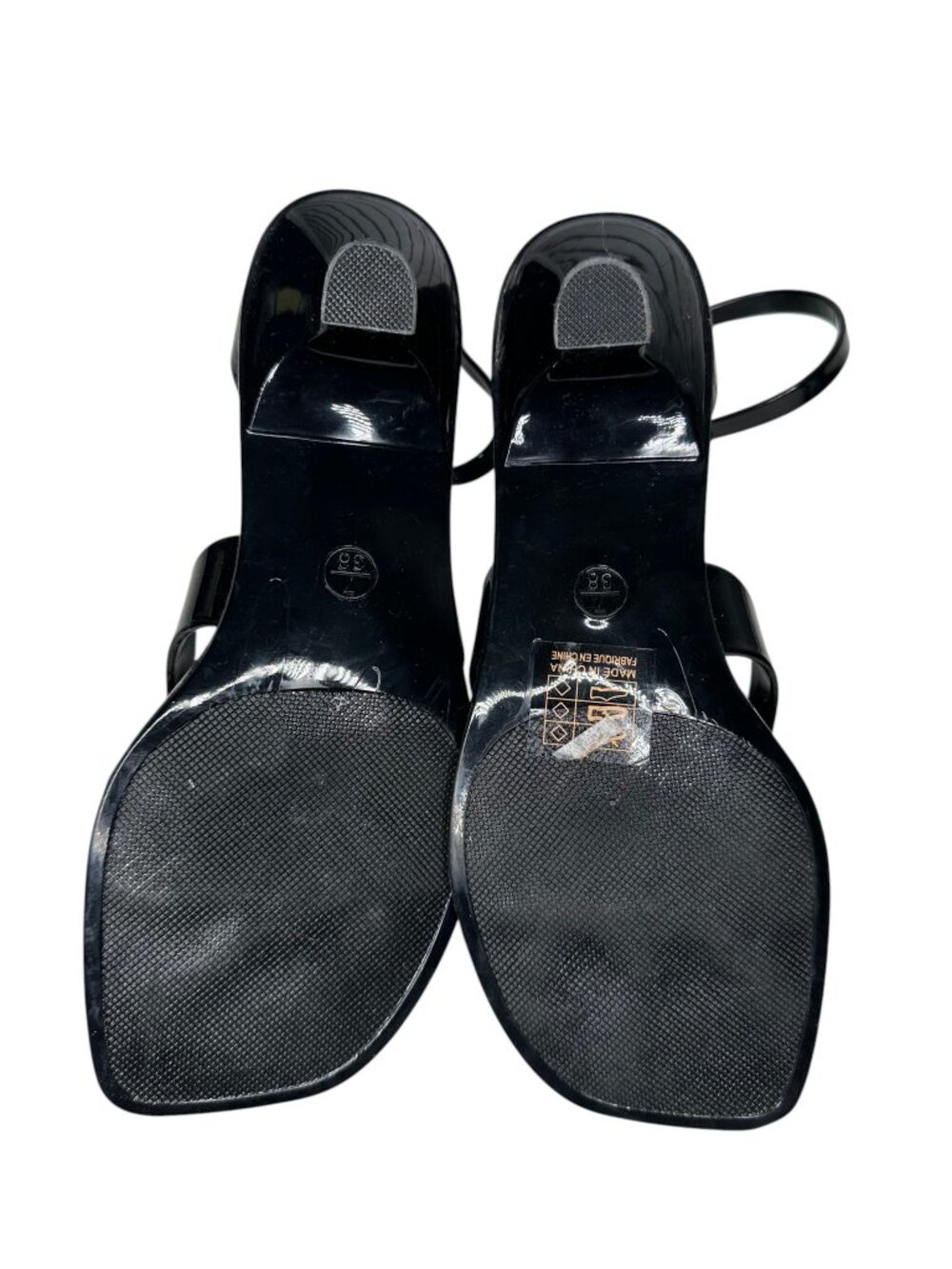 Jeffrey Campbell Gummy Ankle Strap Sandal - Black Shiny. Sz: 7 - Picture 7 of 8